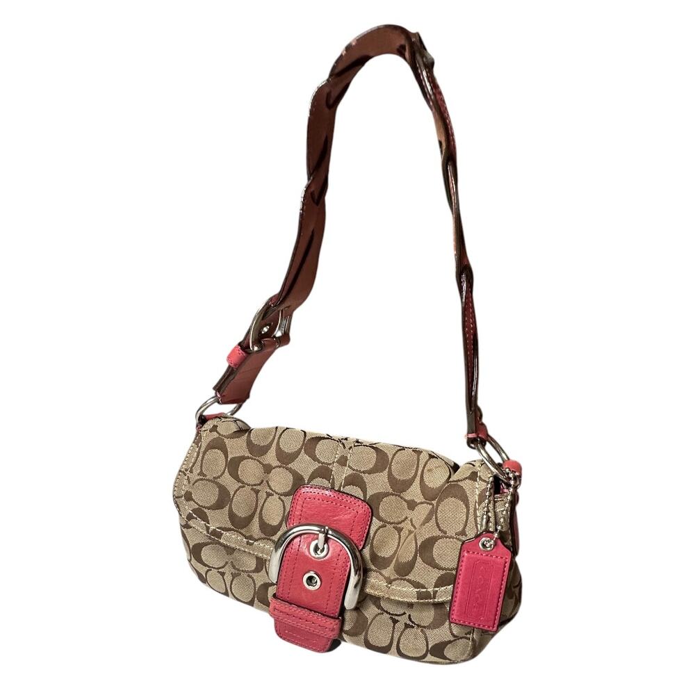 Vintage Coach Beige Pink Signature C Soho Shoulder Bag